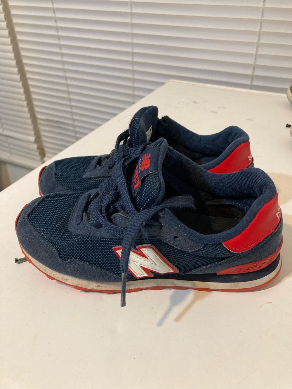 New Balance Kids Navy and Red Sneakers with White Logo